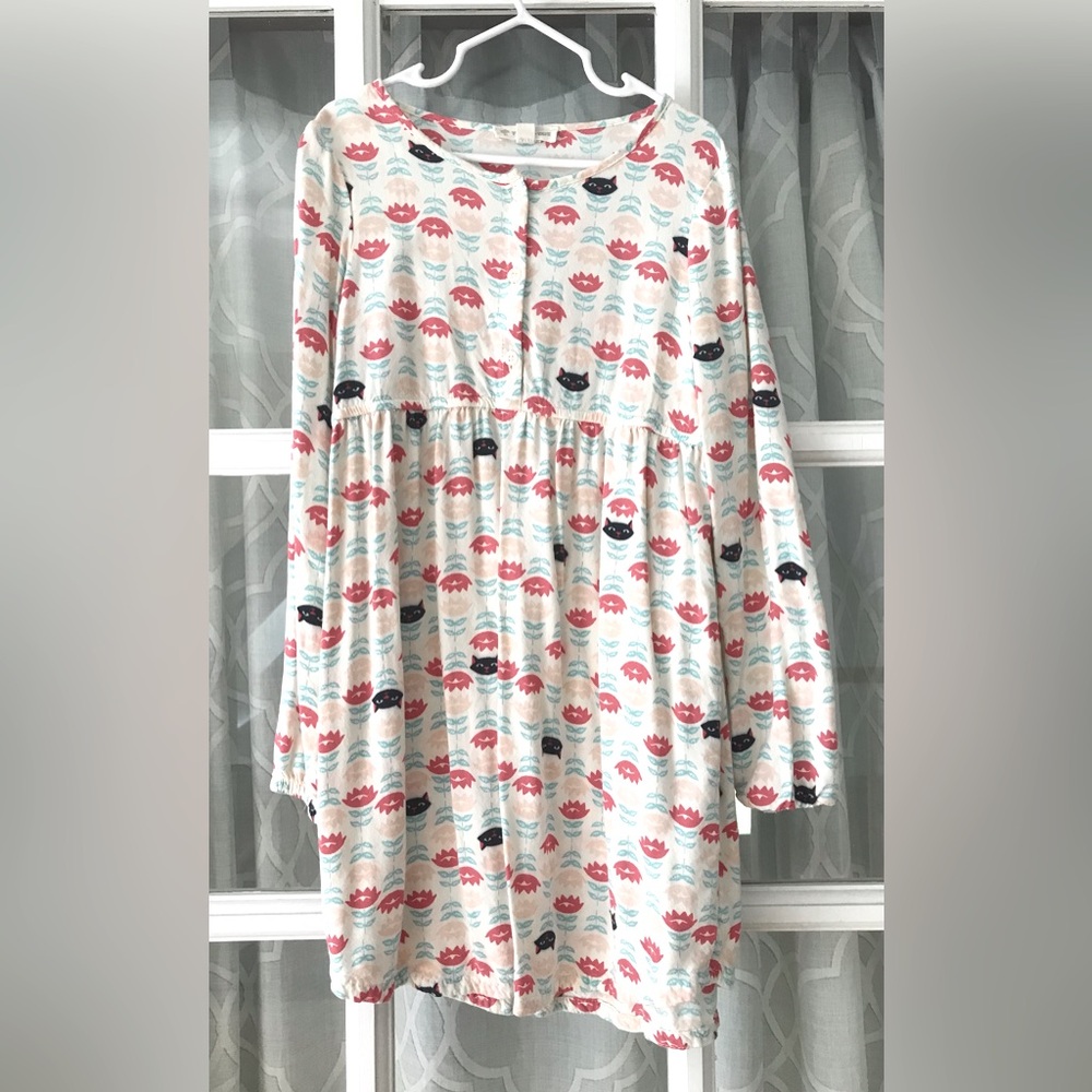 Tucker + Tate long sleeve dress - black cats and pink flowers in EUC